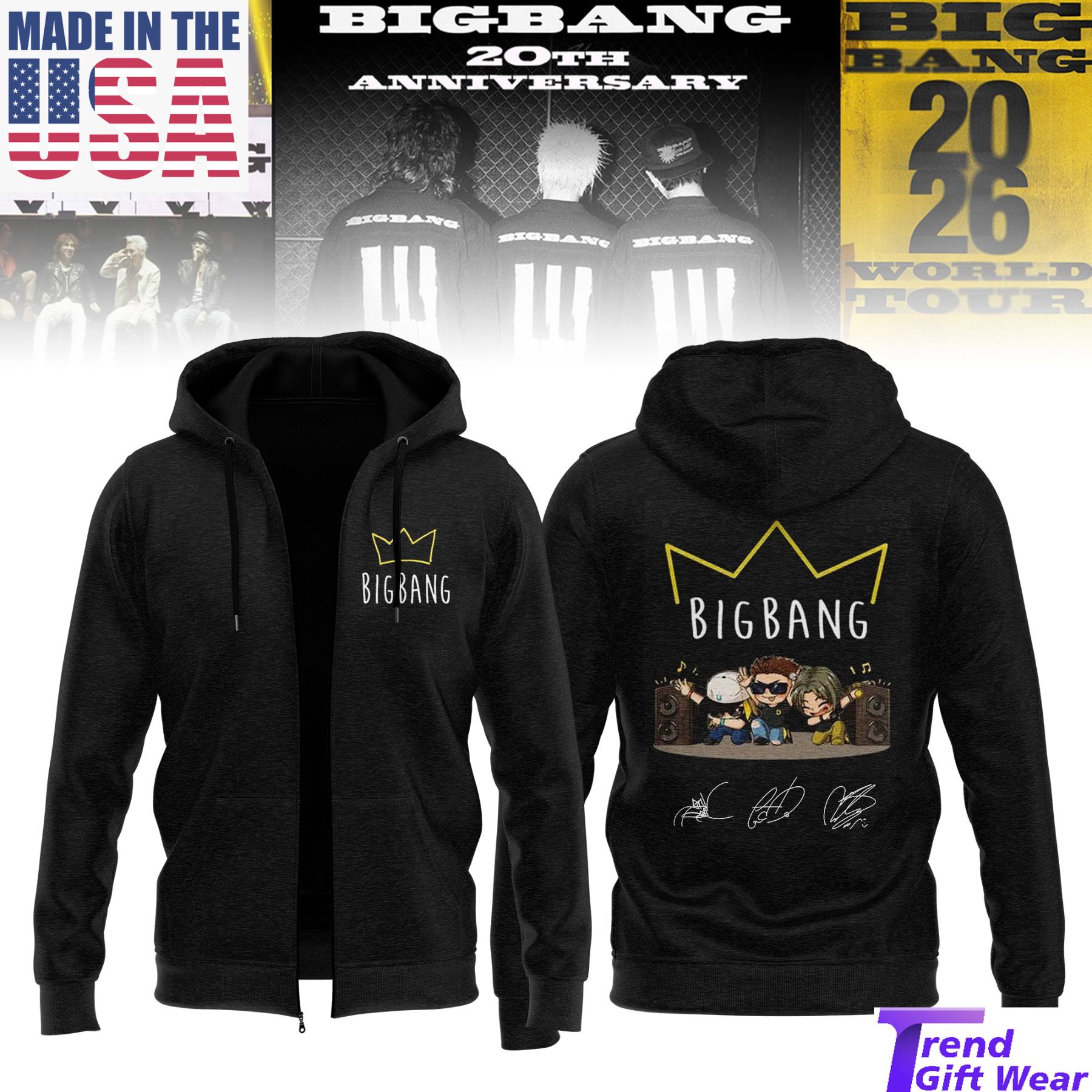 BIGBANG World Tour 2026 Signature Full Zip Hoodie Premium Fan