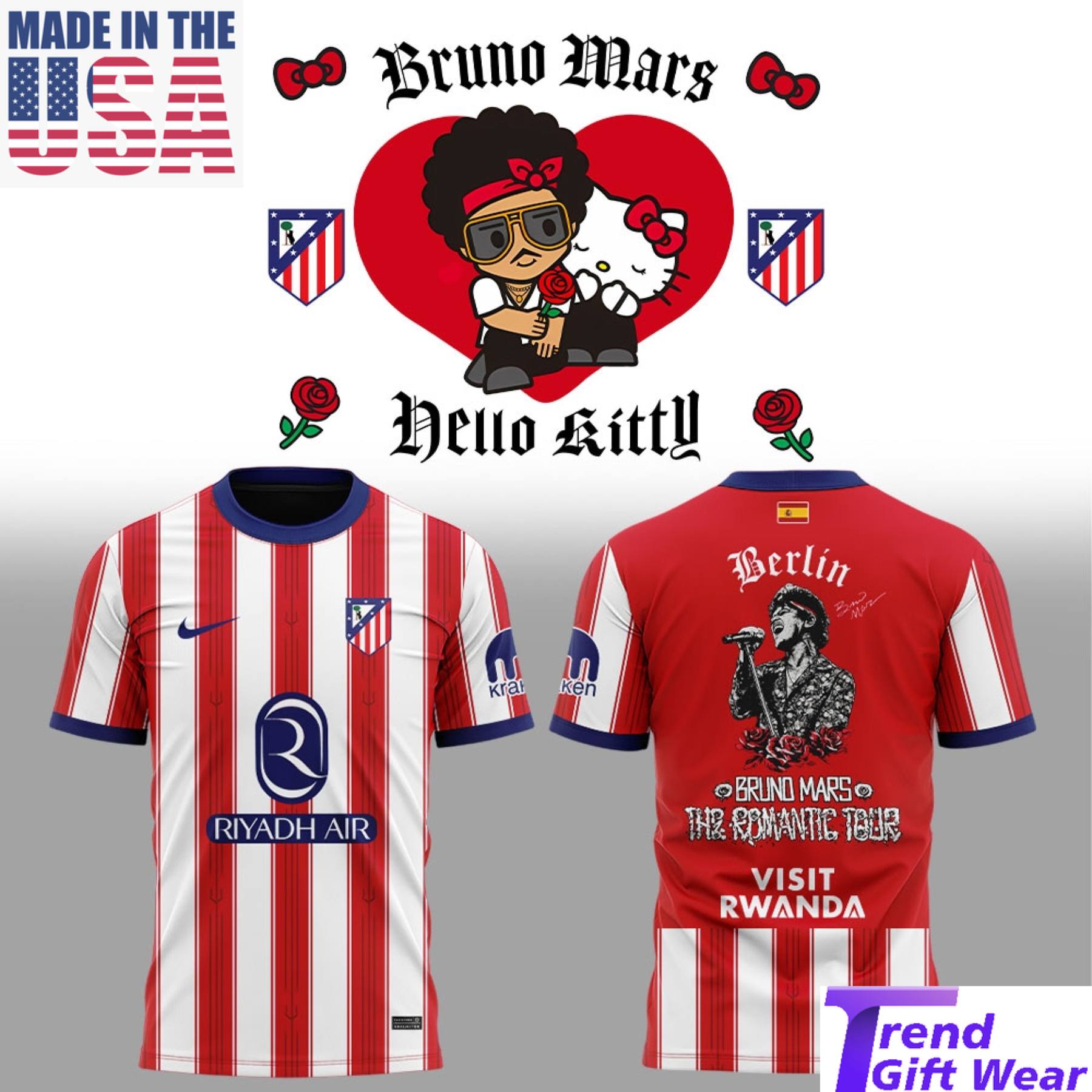 Bruno Mars The Romantic Tour 2026 Madrid Spain Exclusive Fan Shirt