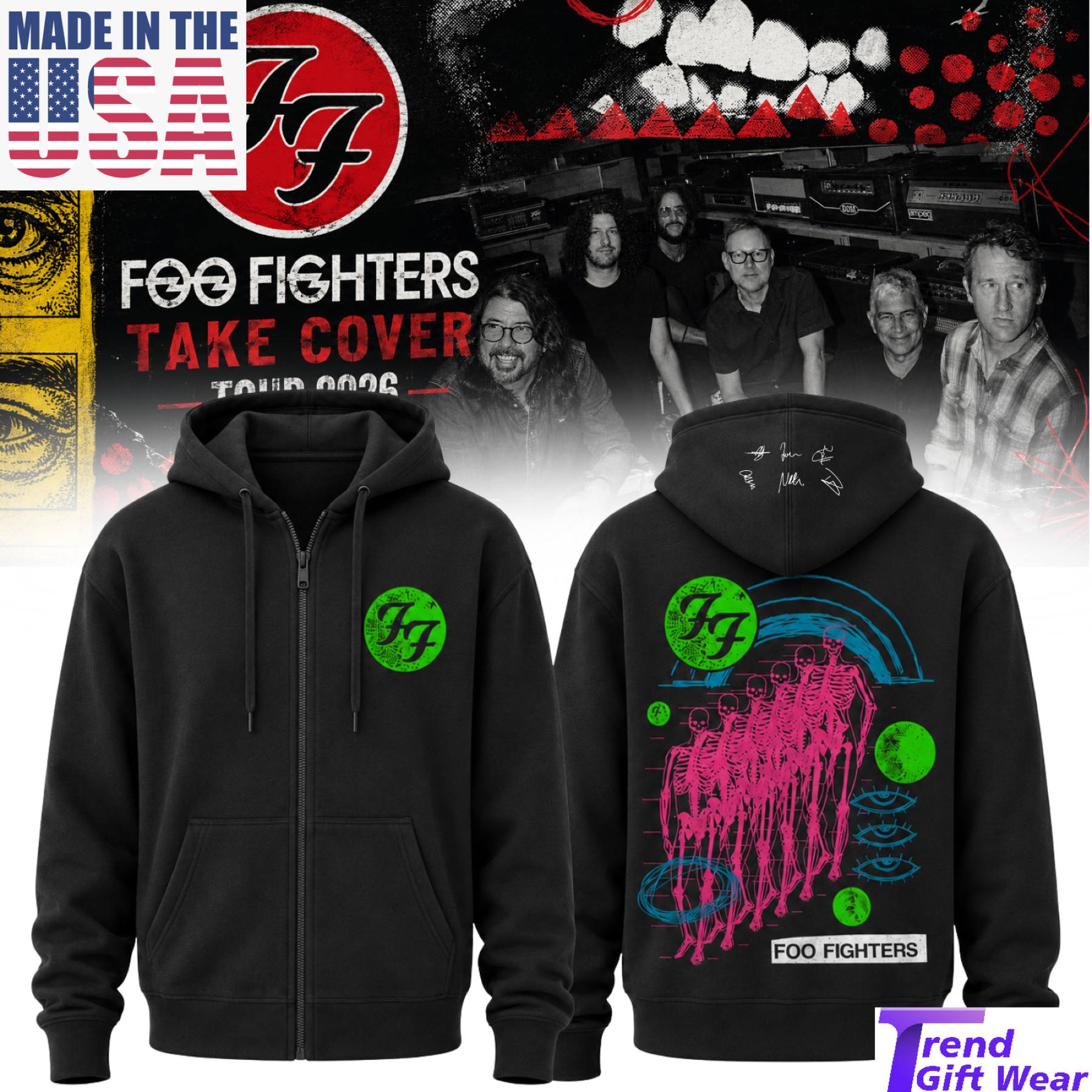 Foo Fighters Take Cover Tour 2026 Signature Limited Edition Zip Up