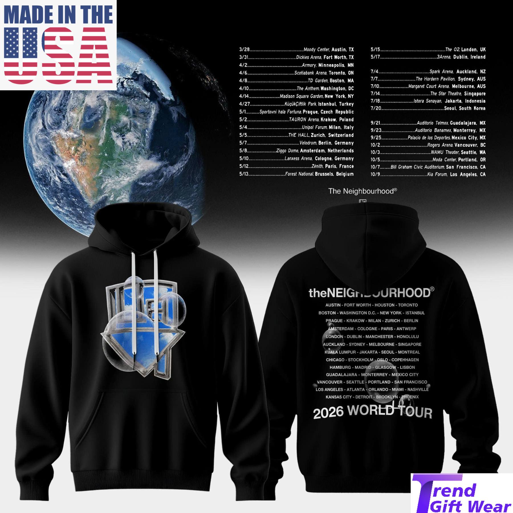 The Neighbourhood The Wourld Tour 2026 Premium Graphic Hoodie